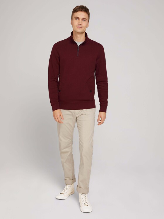 Troyer Sweatshirt mit Taschen - Männer - Decadent Bordeaux Troyer Sweatshirt mit Taschen - Männer - Decadent Bordeaux - 3 - TOM TAILOR