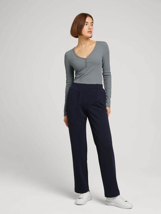 Long-sleeved shirt with a V-neckline made of sustainable cotton - Women - grey mint Long-sleeved shirt with a V-neckline made of sustainable cotton - Women - grey mint - 3 - TOM TAILOR Denim