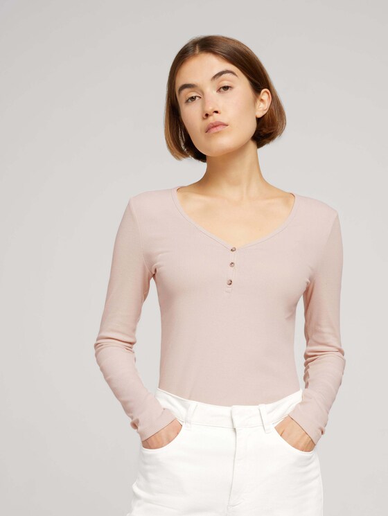 Langarmshirt mit V-Ausschnitt - Frauen - cold beige Langarmshirt mit V-Ausschnitt - Frauen - cold beige - 5 - TOM TAILOR Denim