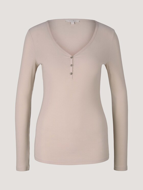 Langarmshirt mit V-Ausschnitt - Frauen - cold beige Langarmshirt mit V-Ausschnitt - Frauen - cold beige - 7 - TOM TAILOR Denim