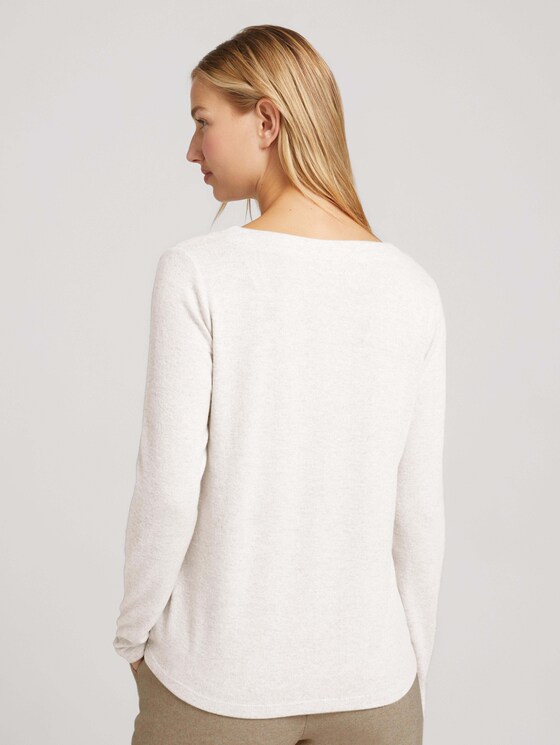 Langarmshirt mit V-Ausschnitt - Frauen - cold beige melange Langarmshirt mit V-Ausschnitt - Frauen - cold beige melange - 2 - TOM TAILOR Denim
