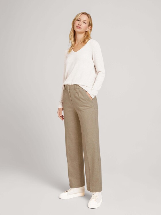Langarmshirt mit V-Ausschnitt - Frauen - cold beige melange Langarmshirt mit V-Ausschnitt - Frauen - cold beige melange - 3 - TOM TAILOR Denim