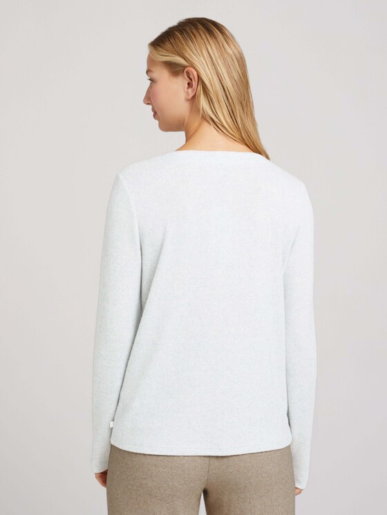 Long-sleeved shirt with a V-neckline - Women - grey mint melange Long-sleeved shirt with a V-neckline - Women - grey mint melange - 2 - TOM TAILOR Denim