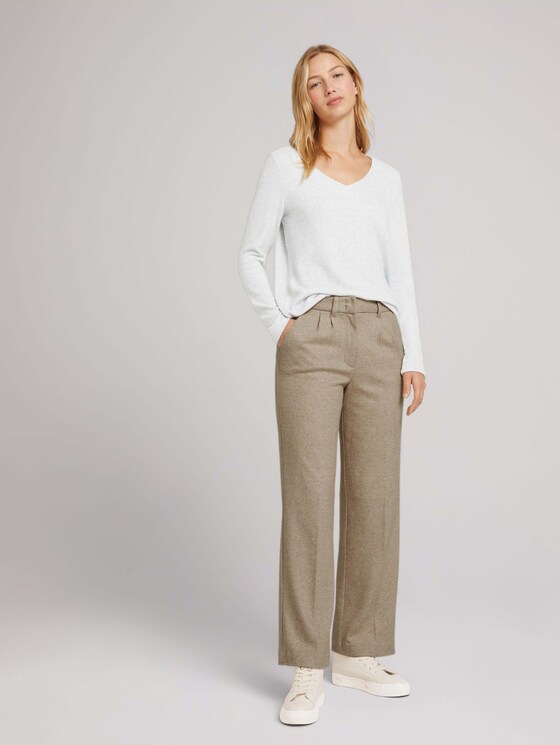Long-sleeved shirt with a V-neckline - Women - grey mint melange Long-sleeved shirt with a V-neckline - Women - grey mint melange - 3 - TOM TAILOR Denim