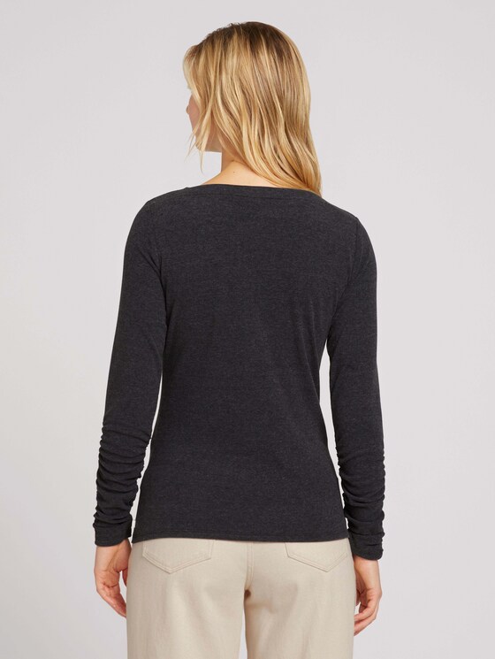 Long-sleeved shirt with a submarine collar - Women - Shale Grey Melange Long-sleeved shirt with a submarine collar - Women - Shale Grey Melange - 2 - TOM TAILOR Denim