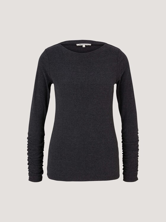 Long-sleeved shirt with a submarine collar - Women - Shale Grey Melange Long-sleeved shirt with a submarine collar - Women - Shale Grey Melange - 7 - TOM TAILOR Denim