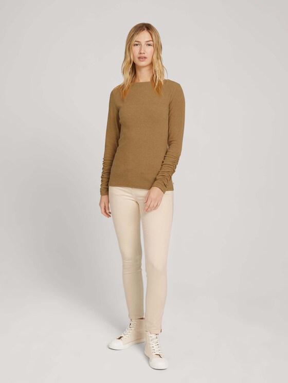 Long-sleeved shirt with a submarine collar - Women - camel melange Long-sleeved shirt with a submarine collar - Women - camel melange - 3 - TOM TAILOR Denim