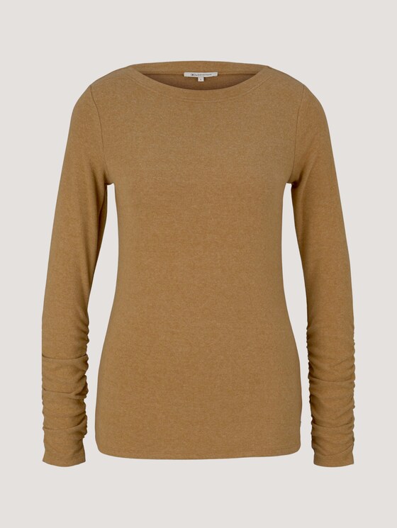 Long-sleeved shirt with a submarine collar - Women - camel melange Long-sleeved shirt with a submarine collar - Women - camel melange - 7 - TOM TAILOR Denim