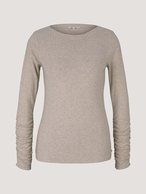 Long-sleeved shirt with a submarine collar - Women - cold beige melange Long-sleeved shirt with a submarine collar - Women - cold beige melange - 7 - TOM TAILOR Denim