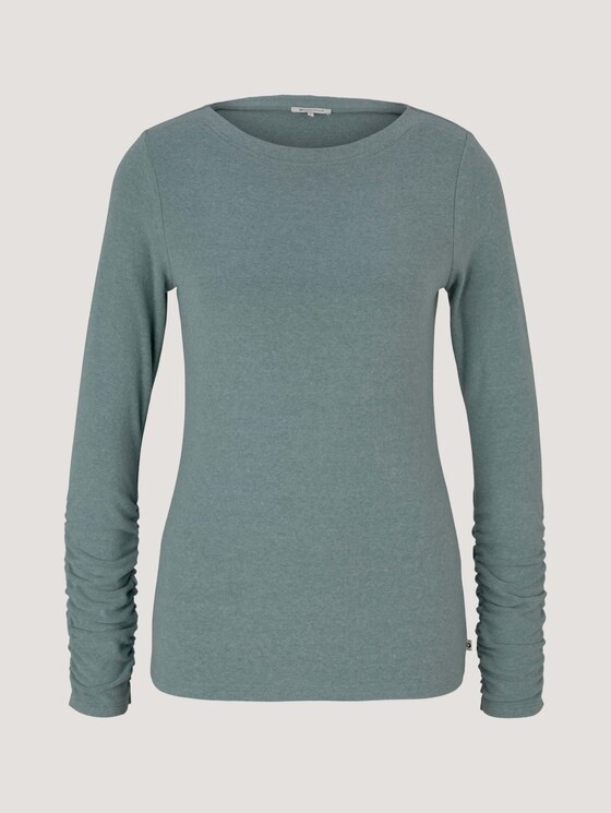 Long-sleeved shirt with a submarine collar - Women - grey mint melange Long-sleeved shirt with a submarine collar - Women - grey mint melange - 7 - TOM TAILOR Denim