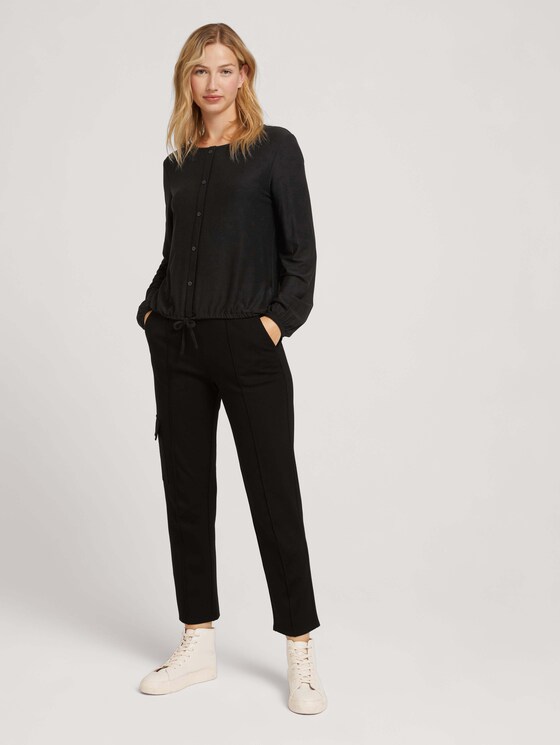Ballon Bluse mit Knopfleiste und Kordelzug - Frauen - deep black Ballon Bluse mit Knopfleiste und Kordelzug - Frauen - deep black - 3 - TOM TAILOR Denim
