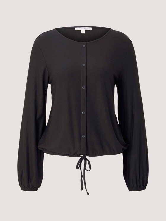 Ballon Bluse mit Knopfleiste und Kordelzug - Frauen - deep black Ballon Bluse mit Knopfleiste und Kordelzug - Frauen - deep black - 7 - TOM TAILOR Denim