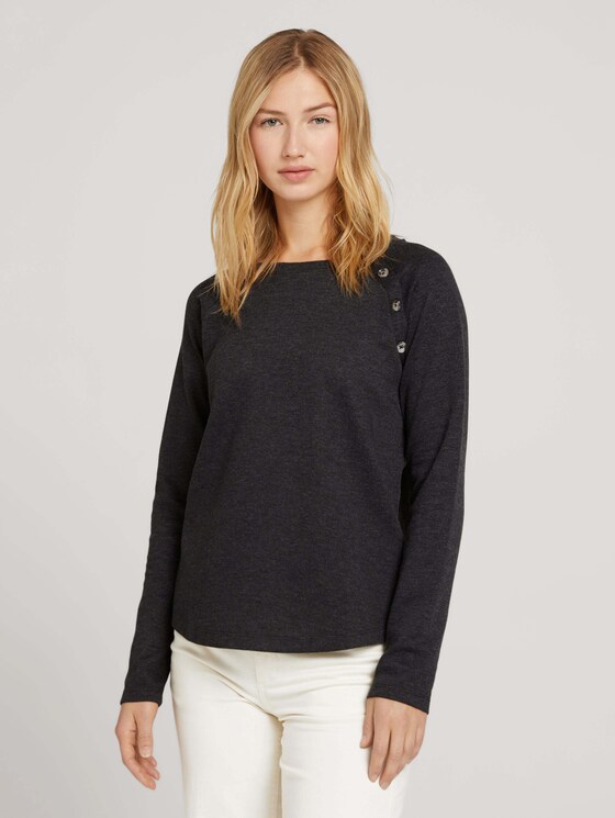 Langarmshirt mit Knopfleiste - Frauen - Shale Grey Melange Langarmshirt mit Knopfleiste - Frauen - Shale Grey Melange - 1 - TOM TAILOR Denim