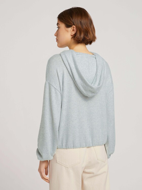Kapuzenpullover mit Kordelzug und elastischem Bund - Frauen - grey mint melange Kapuzenpullover mit Kordelzug und elastischem Bund - Frauen - grey mint melange - 2 - TOM TAILOR Denim