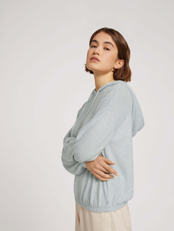 Kapuzenpullover mit Kordelzug und elastischem Bund - Frauen - grey mint melange Kapuzenpullover mit Kordelzug und elastischem Bund - Frauen - grey mint melange - 5 - TOM TAILOR Denim