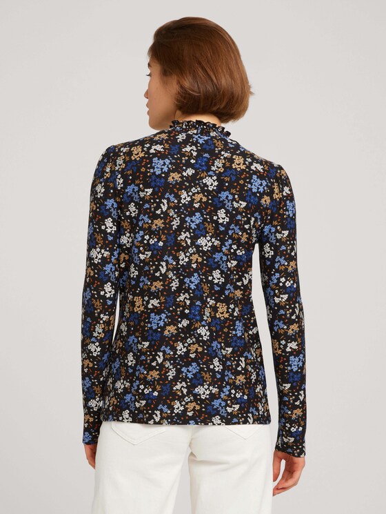 Gemusterte Bluse mit Kragen Detail - Frauen - black blue flower print Gemusterte Bluse mit Kragen Detail - Frauen - black blue flower print - 2 - TOM TAILOR Denim