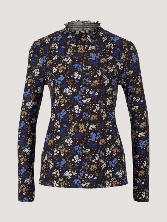Gemusterte Bluse mit Kragen Detail - Frauen - black blue flower print Gemusterte Bluse mit Kragen Detail - Frauen - black blue flower print - 7 - TOM TAILOR Denim