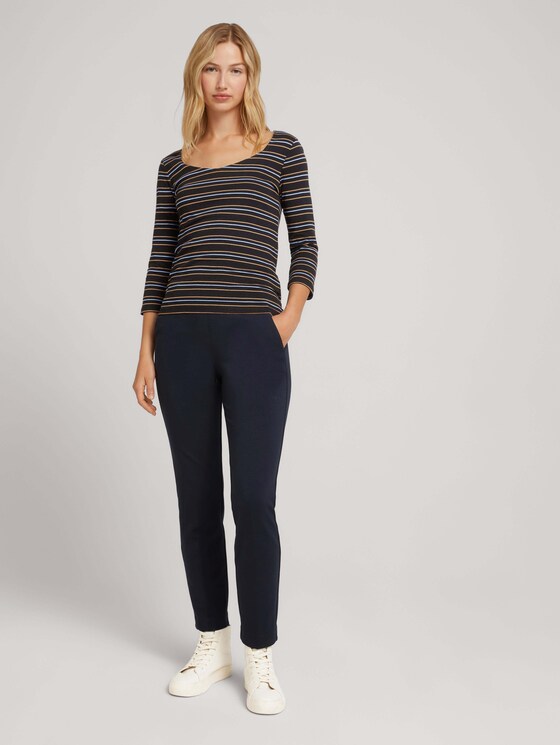 Langarmshirt aus Bio-Baumwolle - Frauen - black blue camel stripe Langarmshirt aus Bio-Baumwolle - Frauen - black blue camel stripe - 3 - TOM TAILOR Denim