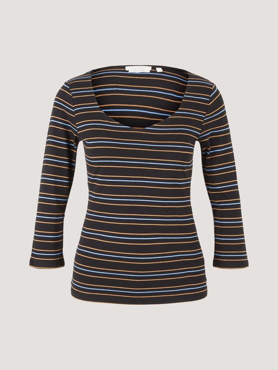 Langarmshirt aus Bio-Baumwolle - Frauen - black blue camel stripe Langarmshirt aus Bio-Baumwolle - Frauen - black blue camel stripe - 7 - TOM TAILOR Denim