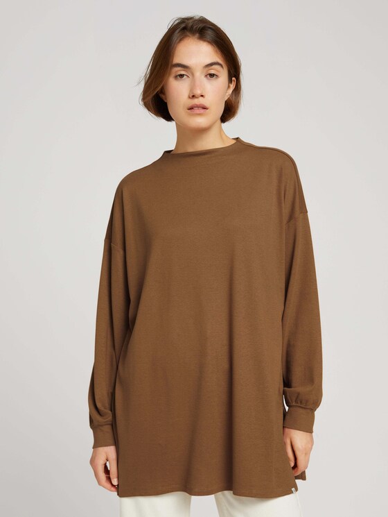 Oversize Langarmshirt aus nachhaltiger Baumwolle - Frauen - soft camel Oversize Langarmshirt aus nachhaltiger Baumwolle - Frauen - soft camel - 1 - TOM TAILOR Denim