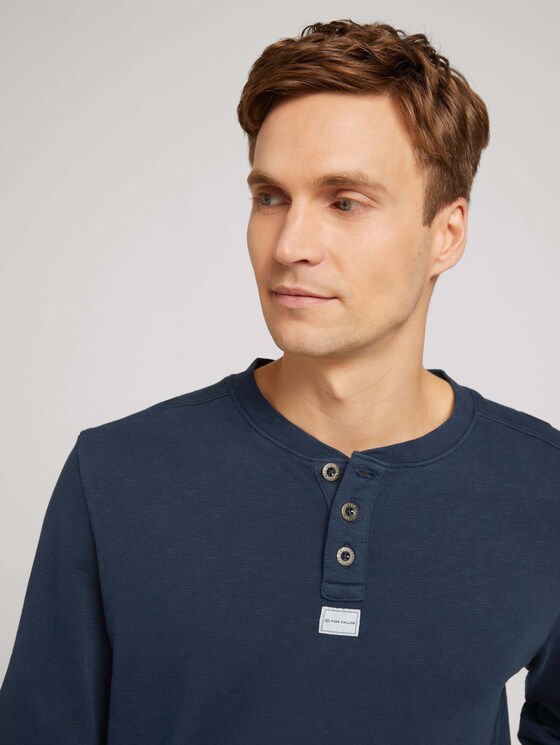 Henley Sweatshirt - Männer - Sky Captain Blue Henley Sweatshirt - Männer - Sky Captain Blue - 9 - TOM TAILOR