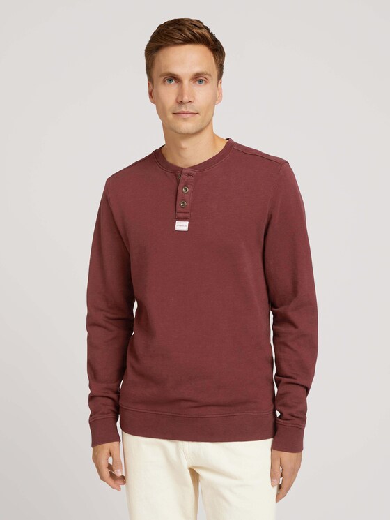 Henley Sweatshirt - Männer - Decadent Bordeaux Henley Sweatshirt - Männer - Decadent Bordeaux - 1 - TOM TAILOR