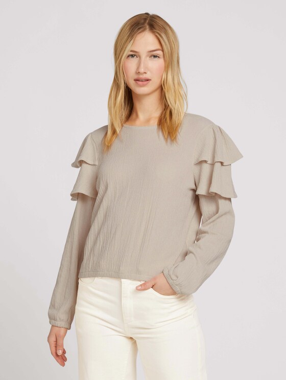 Pullover mit Rüschen - Frauen - cold beige Pullover mit Rüschen - Frauen - cold beige - 1 - TOM TAILOR Denim