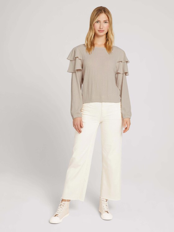 Pullover mit Rüschen - Frauen - cold beige Pullover mit Rüschen - Frauen - cold beige - 3 - TOM TAILOR Denim