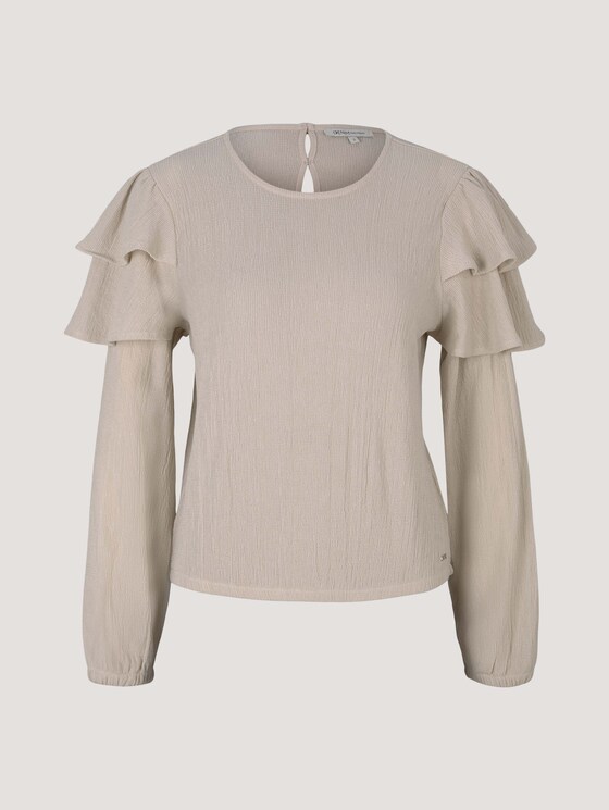 Pullover mit Rüschen - Frauen - cold beige Pullover mit Rüschen - Frauen - cold beige - 7 - TOM TAILOR Denim