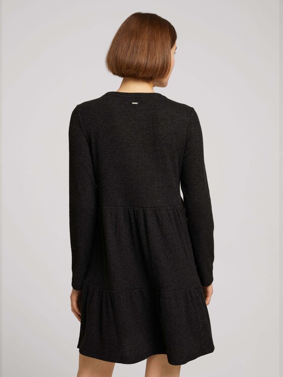 Geripptes Kleid mit Faltenegung - Frauen - Shale Grey Melange Geripptes Kleid mit Faltenegung - Frauen - Shale Grey Melange - 2 - TOM TAILOR Denim