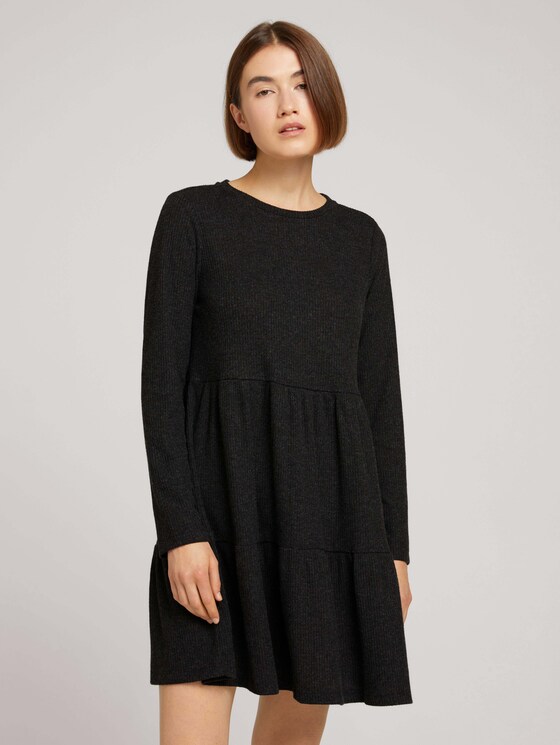 Geripptes Kleid mit Faltenegung - Frauen - Shale Grey Melange Geripptes Kleid mit Faltenegung - Frauen - Shale Grey Melange - 5 - TOM TAILOR Denim