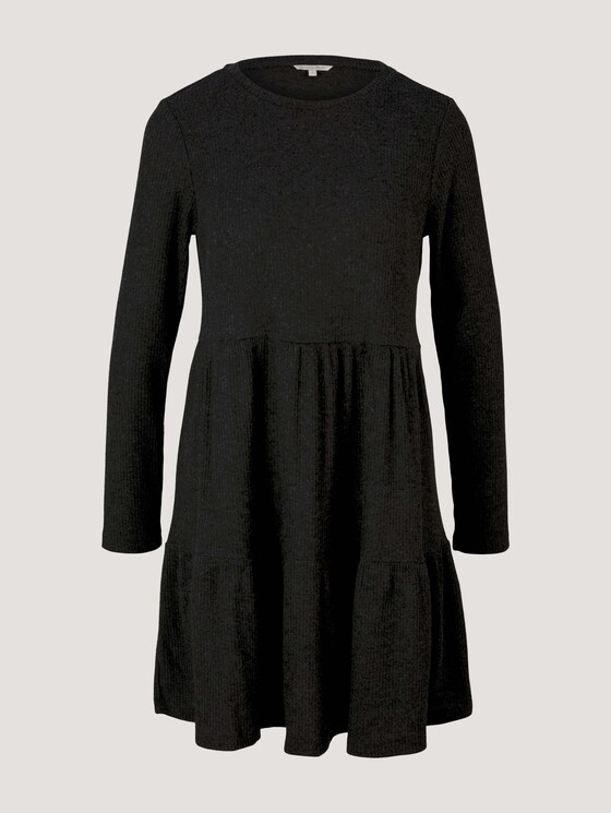 Geripptes Kleid mit Faltenegung - Frauen - Shale Grey Melange Geripptes Kleid mit Faltenegung - Frauen - Shale Grey Melange - 7 - TOM TAILOR Denim