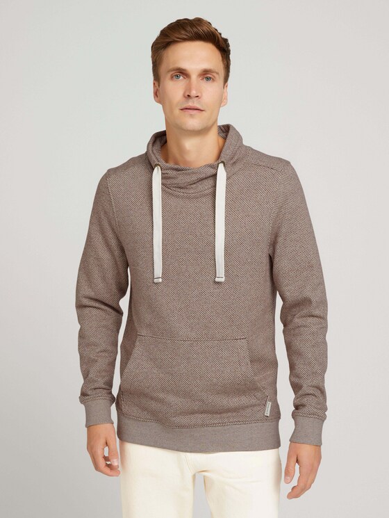 Strukturiertes Snood Sweatshirt - Männer - Decadent Bordeaux Strukturiertes Snood Sweatshirt - Männer - Decadent Bordeaux - 1 - TOM TAILOR