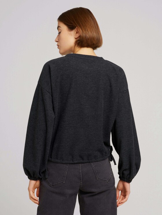 Cropped Pullover mit Schleifen - Frauen - Shale Grey Melange Cropped Pullover mit Schleifen - Frauen - Shale Grey Melange - 2 - TOM TAILOR Denim