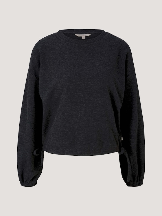 Cropped Pullover mit Schleifen - Frauen - Shale Grey Melange Cropped Pullover mit Schleifen - Frauen - Shale Grey Melange - 7 - TOM TAILOR Denim