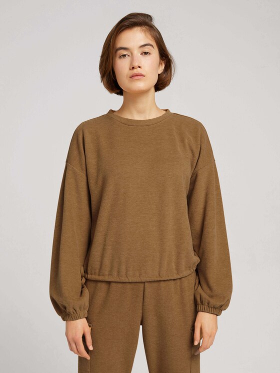 Cropped Pullover mit Schleifen - Frauen - camel melange Cropped Pullover mit Schleifen - Frauen - camel melange - 1 - TOM TAILOR Denim
