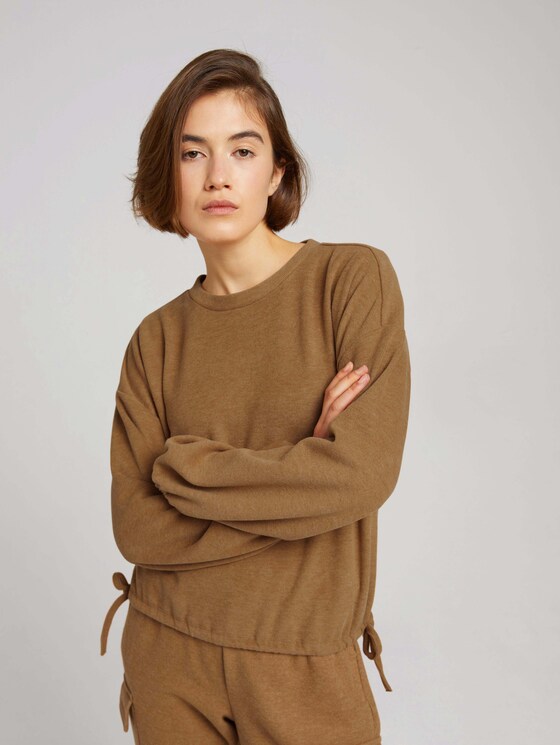 Cropped Pullover mit Schleifen - Frauen - camel melange Cropped Pullover mit Schleifen - Frauen - camel melange - 5 - TOM TAILOR Denim