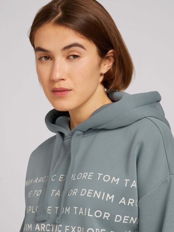 Kapuzenpullover mit Kordelzug und elastischem Bund - Frauen - grey mint Kapuzenpullover mit Kordelzug und elastischem Bund - Frauen - grey mint - 9 - TOM TAILOR Denim