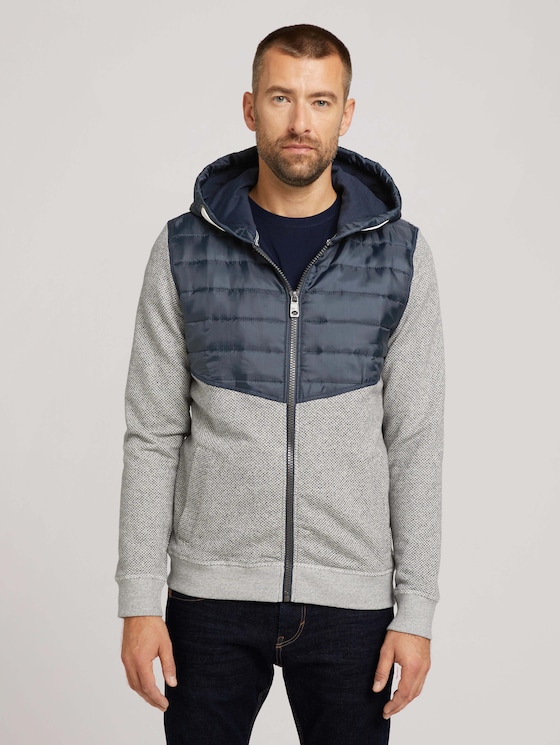 Sweatjacke mit Kapuze mit Steppeinsatz - Männer - Sky Captain Blue Sweatjacke mit Kapuze mit Steppeinsatz - Männer - Sky Captain Blue - 1 - TOM TAILOR