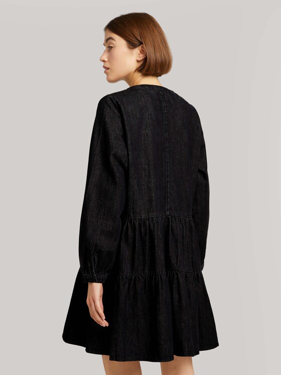 Denim-Blusenkleid mit Volants - Frauen - dark stone black denim Denim-Blusenkleid mit Volants - Frauen - dark stone black denim - 2 - TOM TAILOR Denim