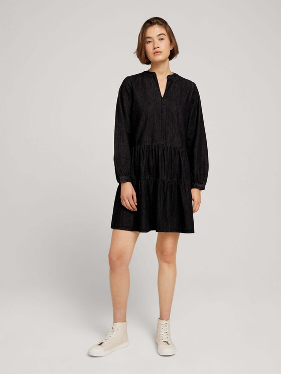 Denim-Blusenkleid mit Volants - Frauen - dark stone black denim Denim-Blusenkleid mit Volants - Frauen - dark stone black denim - 3 - TOM TAILOR Denim