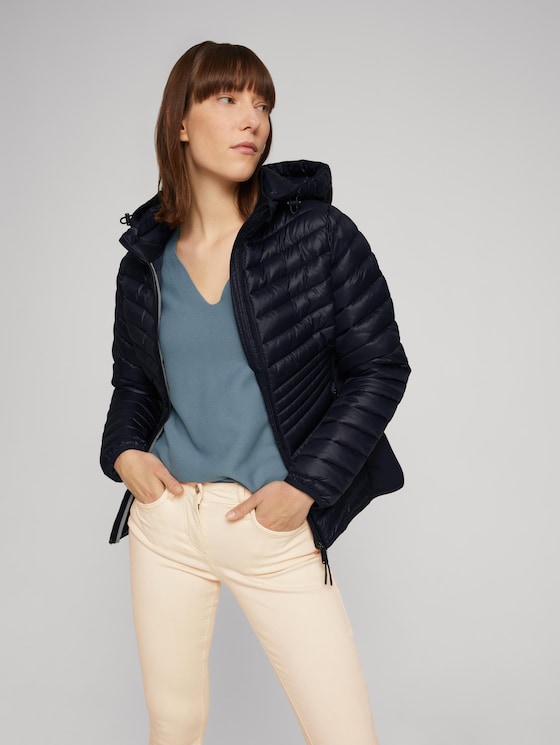 Gewatteerd jack van een materiaalmix met gerecycled polyester door Women, sky captain blue