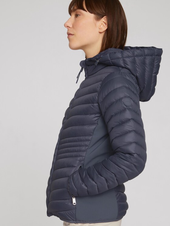 Quilted jacket in a mix of materials with recycled polyester