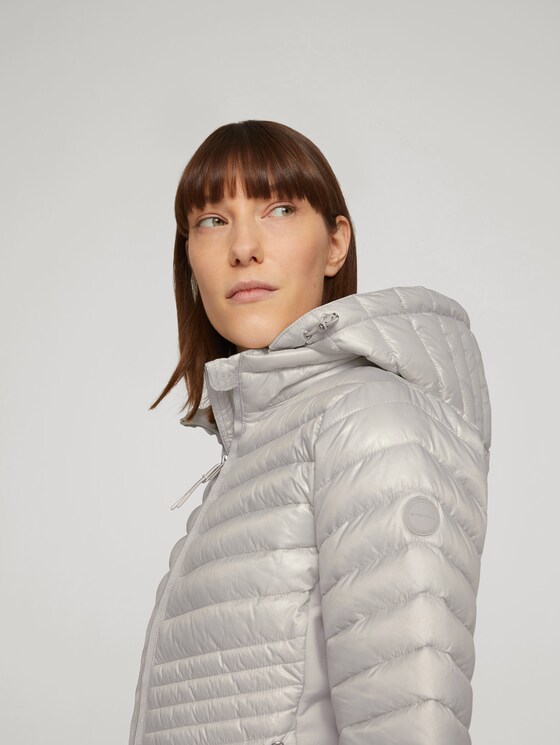 Quilted jacket in a mix of materials with recycled polyester