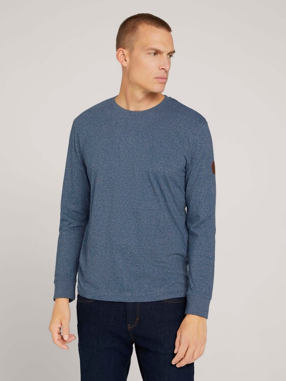Langarmshirt in Melange-Optik - Männer - poseidon blue grindle Langarmshirt in Melange-Optik - Männer - poseidon blue grindle - 1 - TOM TAILOR
