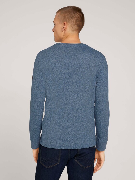 Langarmshirt in Melange-Optik - Männer - poseidon blue grindle Langarmshirt in Melange-Optik - Männer - poseidon blue grindle - 2 - TOM TAILOR