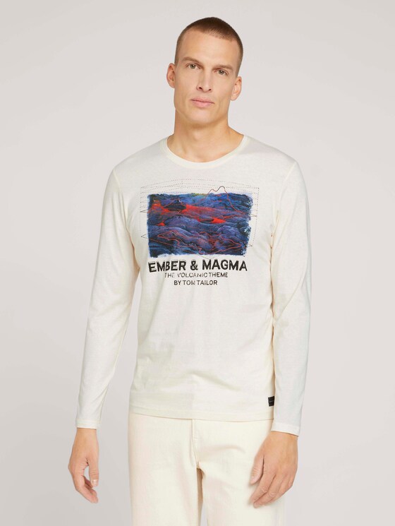 Langarmshirt mit Print - Männer - soft buttercream Langarmshirt mit Print - Männer - soft buttercream - 1 - TOM TAILOR