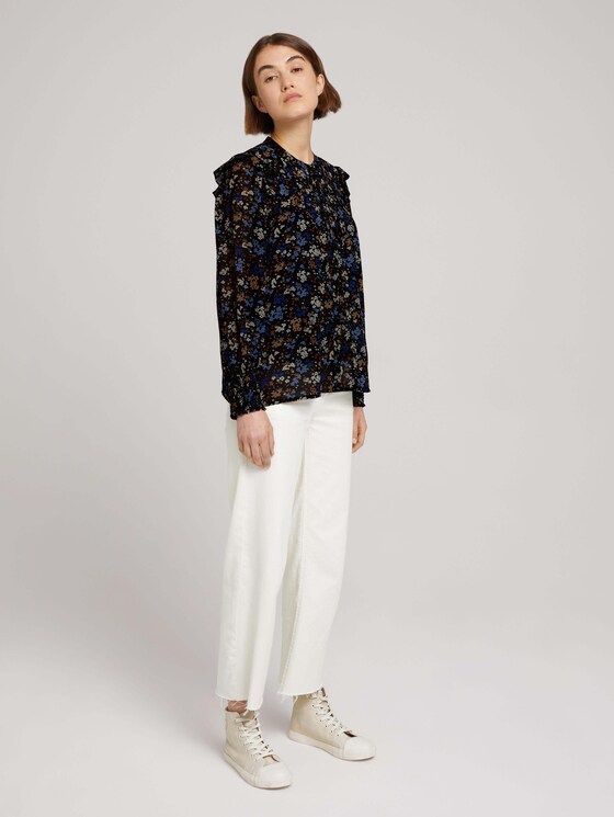 Bluse aus fließenden Chiffon - Frauen - black blue flower print Bluse aus fließenden Chiffon - Frauen - black blue flower print - 3 - TOM TAILOR Denim