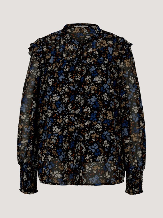 Bluse aus fließenden Chiffon - Frauen - black blue flower print Bluse aus fließenden Chiffon - Frauen - black blue flower print - 7 - TOM TAILOR Denim