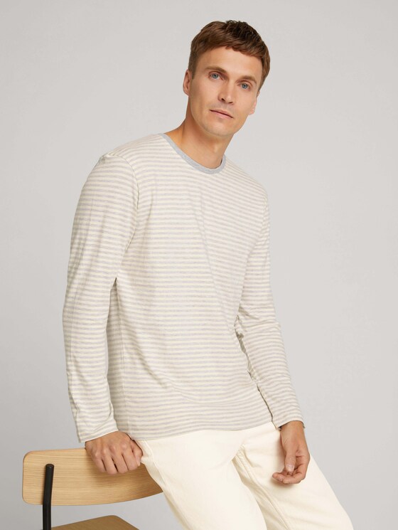 Gestreiftes Langarmshirt - Männer - buttercream grindle stripe Gestreiftes Langarmshirt - Männer - buttercream grindle stripe - 5 - TOM TAILOR